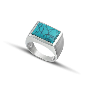 Ασημένιο δαχτυλίδι 925 με τιρκουάζ πέτρα επιπλατινωμένο - themelidisjewels